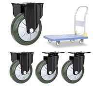 Heavy Duty Replacement Casters 4 Pack 3" 4" 5" 6" Solid Rubber Wheel Moving Silent Shock Absorption Double Ball Bearing Plate Caster Wheel For Workbench Carts Furniture
