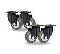 Heavy Duty Replacement Casters Set of 43in 4in 5in 6in Silent Swivel Plate Caster Wheels PunctureProof Solid Rubber Shock Absorption for Carts & Furniture