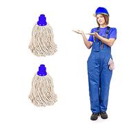Heavy Duty Replacement Cotton Mop - Head Plastic Screw Socket | Cotton Floor Cleaning | Ideal for Domestic, Commercial and Industrial Cleaning (Blue, Pack of 1)