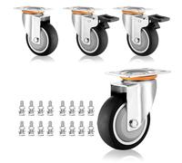 Heavy Duty Replacement Plate Casters Set of 43in 4in 5in Thermoplastic Rubber Wheels Silent Dual Locking Swivel Casters for Furniture & Trolley 100mm No Noise