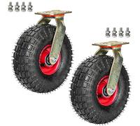 Heavy Duty Replacement Rubberers 8In /10 in Directional Wheel with Side Brakes Swiveler Wheel with Tyre Veins Perfect Toolboxer Wheels/Swivel/250Mm/10In