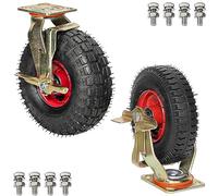 Heavy Duty Replacement Rubberers 8In /10 in Directional Wheel with Side Brakes Swiveler Wheel with Tyre Veins Perfect Toolboxer Wheels/Brakes/200Mm/8In