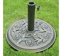 Heavy Duty Resin Effect Metal Garden Banana Parasol Base Bronze Patio Stand