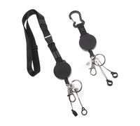 Heavy Duty Retractable Badge Lanyard with Carabiner and Adjustable | Black Braided Cord Design, Metal and Polyester Material, Includes Lobster Clasp and Key Ring, for Gym Check-in and Healthcare