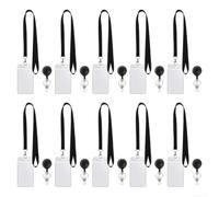 Heavy Duty Retractable Badge Reel Kit 10pcs Plastic Case(A) | 10 clear holders, vertical or horizontal orientation, includes black lanyards, retractable for reel clip, easy scan access