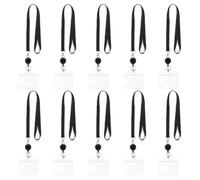Heavy Duty Retractable Badge Reel Kit 10pcs Plastic Case(B) | 10 clear holders, vertical or horizontal orientation, includes black lanyards, retractable for reel clip, easy scan access