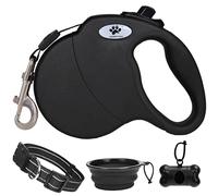 Heavy Duty Retractable Dog Leash for Large Dogs up to 110lbs，16 ft Strong Nylon Tape, Black Dog Accessories