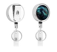 Heavy Duty Retractable Dragon Badge Reel Stainless Steel Id Badge Holder with 360° Swivel Alligator Clip 25" Nylon Cord Name Tag Holder for Nurses Office Staff Factory Workers