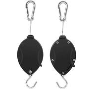 Heavy Duty Retractable Hanging Basket Pulley for Plant Yard Adjustable Hook (Black, 2Pcs)