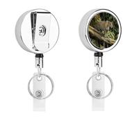 Heavy Duty Retractable Jaguar Cat on Tree Trunk Badge Reel Stainless Steel Id Badge Holder with 360° Swivel Alligator Clip 25" Nylon Cord Name Tag Holder for Nurses Office Staff Factory Workers
