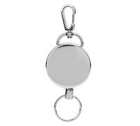 Heavy Duty Retractable Key Chain, All Metal Steel Wire Key Holder, 4cm Silver - 60cm Extendable for Hands - Free Access, Secure Belt Clip, Perfect for Outdoor, Work & Everyday Us