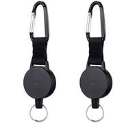 Heavy-Duty Retractable Key Chain with 25 Inch Stainless Cable, 2 Pack
