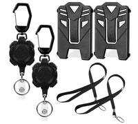 Heavy Duty Retractable Keychain 2 Pack, Retractable Keyring Badge Reel with Lanyard and ID Card Holder, 80 cm / 31.5 Inch Steel Cord Security Pass Holder for Work Keys Office Staff