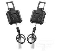 Heavy Duty Retractable Keychain with Interval Locking, ID Badge Badge Holder Clip, Badge Reel with 31” Dyneema Cord, Key Ring & Phone Tethers (Black - 2 Pack)