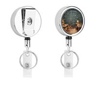 Heavy Duty Retractable Math Badge Reel Stainless Steel Id Badge Holder with 360° Swivel Alligator Clip 25" Nylon Cord Name Tag Holder for Nurses Office Staff Factory Workers