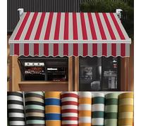 Heavy Duty Retractable Patio Awning Fabric Replacement 280GSM Polyester for 10' 11' 12' 13' 16' Awnings Ideal for Patio Balcony Storefront - Red Stripes 22.9x11.5ft