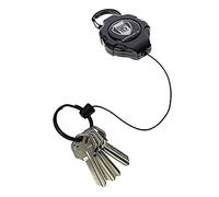 Heavy Duty Retractable Ratchit Keychain Tether Reel for Multiple Keys with Clip (Large Polycarbonate Body) - Stays Extended Kevlar Cord Lanyard Leash - (Carabiner Attachment)