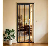 Heavy Duty Retractable Screen Door 50x94inch Black Folding Door with Aluminum Frame Durable Stainless Steel Mesh Secure Sliding Door for Office Kitchen Bedroom Bathroom