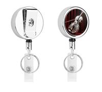 Heavy Duty Retractable Silver Violin Badge Reel Stainless Steel Id Badge Holder with 360° Swivel Alligator Clip 25" Nylon Cord Name Tag Holder for Nurses Office Staff Factory Workers