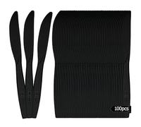 Heavy Duty Reusable Black Plastic Cutlery Set, 100 PCS Plastic Knives, Reusable Cutlery Set for All Occasion Birthday Parties Weddings Camping 19.5 x 2 cm Black