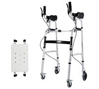 Heavy Duty Rollator Walker with Seat &Forearm Support Foldable,Mobile Stand Upright Walker with Brakes &Wheels for Seniors Tall People,Load 220Lbsth Leather Sea,with Plastic Seat