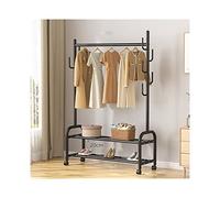 Heavy-Duty Rolling Clothes Rack with Shelves Metal Garment nizer Large Hanging Clothes Support - Durable Storage Solution (Black)