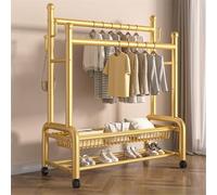 Heavy-Duty Rolling Garment Rack with 2-Tier Storage 4 Coat Hooks Double Rods for Bedroom & Retail Sturdy Clothes Hanger nizer on Wheels