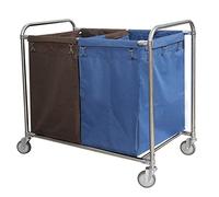 Heavy-Duty Rolling Laundry Baskets with Metal Frame 2-Bag Sorter on Wheels Sturdy Linen Cart for Hotel Room Service Commercial Laundry Solution Size B
