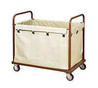 Heavy Duty Rolling Laundry Sorter CartCommercial Cleaning Trolley for Hotels & Room ServiceSturdy Metal Design in BrownVersatile and Durable Storage Solution