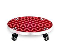 Heavy Duty Rolling Planter Trays with Locking Wheels, 29cm Metal Plant Stand Caddy for Indoor Use, Round Flower Pot Rack Trolley with 360° Rotation, Red