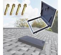 Heavy Duty Rooftop Vent Security Door, Galvanized Powder Coated Iron Roof Hatch Cover, Upward Lifting Attic Access Lid, Manhole/Cellars Cap Plate with Gas Shock Strut & Handle(75x75cm)