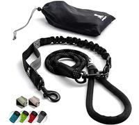 Heavy Duty Rope Bungee Lead for Large and Medium Dogs with Anti-pull for Shock Absorption - No Slip Reflective Leash for Outside (Black, For 1 Dog)