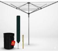 Heavy duty Rotary Washing Line Outdoor, 4 Arm 60M Whirlygig washing line | Metal Ground Spike, Peg Bag and Cover Included, Whirlygig line Rotary Clothes Lines for Outside, Whirlygig Clothes Airer