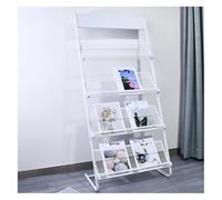 Heavy-Duty Rotating Brochure Display Stand Floor-Standing Magazine Rack Iron Mesh Info Holder for Shops Exhibitions Offices - Durable & Stylish (48x38x125cm)