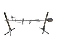 Heavy-Duty Rotisserie Spit Kit with X-Stand Supports, Stainless Steel BBQ Roasting Rod (With Counter Balance)