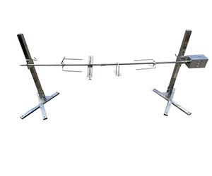 Heavy-Duty Rotisserie Spit Kit with X-Stand Supports, Stainless Steel BBQ Roasting Rod (Without Counter Balance)