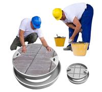 Heavy Duty Round Flat Septic Tank Manhole Cover & Frame - 2 Pack 45cm, Durable Recessed Inspection Cover for Yard, Pool, Driveway, Outdoor Sewage Access Door, Large Size Options Available