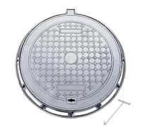 Heavy Duty Round Manhole Cover 80x80cm Cast Iron with Hook Sewage Access Lid for Courtyard Sidewalk Driveway 32x32in Drainage Solution