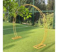 Heavy Duty Round Metal Wedding Arch - Durable Anti-Rust Circle Arbor for Party Decoration & Moon Gate - 2.2x2.6m Yellow Rose Garden Arch with Bases