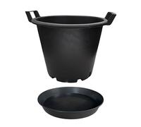 Heavy Duty Round Plant Pot & Saucer Set - 7 Sizes from 3L to 25L - Indoor Outdoor Use - Durable Plastic for Flowers, Vegetables, Herbs - Includes Matching Saucer - Black (1, Round 30L + 40CM)