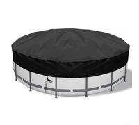 Heavy Duty Round Pool Cover, 8 Ft Tear Resistant PVC Tarp for Ground Pools Hot Tubs, Waterproof Dustproof Black Protector