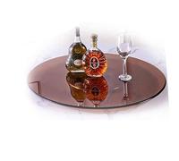 Heavy Duty Round Rotating Tray 27" 31" 35" 39" Thicken Lazy Susan Turntable Brown Smooth Swivel Serving Plate Tempered Glass Vintage Turntable (Size : 60cm/24)