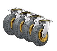 Heavy Duty Rubber Caster Wheel with BrakesPuncture Proof Industrial Wheel Swiveling Top Plate Quiet WearResistant Available in 100/125/150mm Diameter