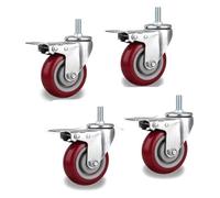 Heavy-Duty Rubber Caster Wheels for Furniture & Workbenches 660lb Load Capacity 75mm (3in) with Brakes Swivel Design M12 Wheel Replacement (Set of 4)