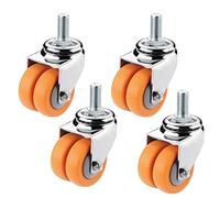 Heavy Duty Rubber Caster Wheels Threaded Stem - 4-Pack Swivel Casters with Silent Wear-Resistant Design, 2 Brakes & 2 No Brakes for Easy Mobility