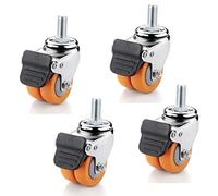 Heavy Duty Rubber Caster Wheels Threaded Stem - 4-Pack Swivel Casters with Silent Wear-Resistant Design, 2 Brakes & 2 No Brakes for Easy Mobility