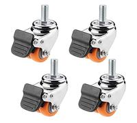 Heavy Duty Rubber Caster Wheels Threaded Stem - 4-Pack Swivel Casters with Silent Wear-Resistant Design, 2 Brakes & 2 No Brakes for Easy Mobility