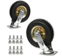 Heavy Duty Rubber Casters - 8 & 10 Inch Pneumatic Swivel Wheels For Trolleys And Workbenches(Fixed,200mm/8in)