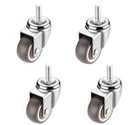 Heavy Duty Rubber Casters Set of 4, 1.5 Inch M8 Threaded Stem, Wear-Resistant Wheels for Carts, Trolleys, Smooth Rolling Industrial Casters for Heavy Loads