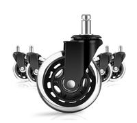Heavy Duty Rubber Chair Casters - 3" Swivel Replacement Wheels for Office Chairs - 5pcs (11mm) Soft and Safe Furniture Rollers for Smooth Mobility